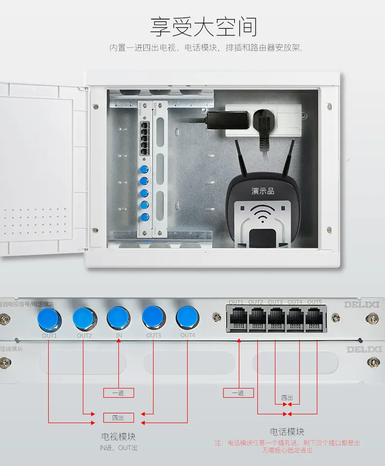 德力西 弱电箱 家用配电箱多媒体布线电视电话光纤智能信息箱