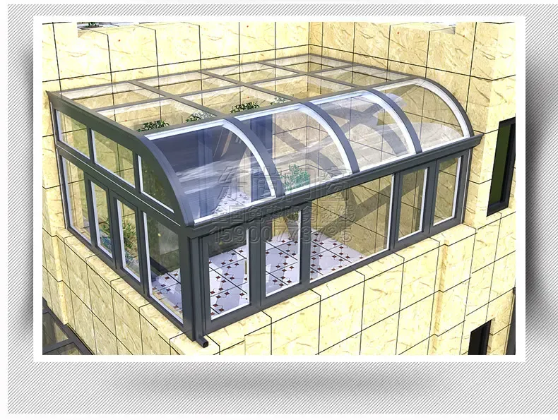 维盾弧形阳光房断桥铝门窗 铝合金别墅阳光房封阳台露台隔音隔热夹胶