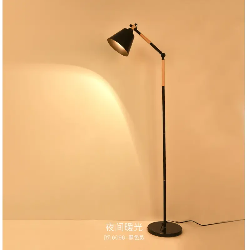 现代简约铁艺落地灯 北欧设计师实木书房客厅卧室床头护眼落地灯 哑白