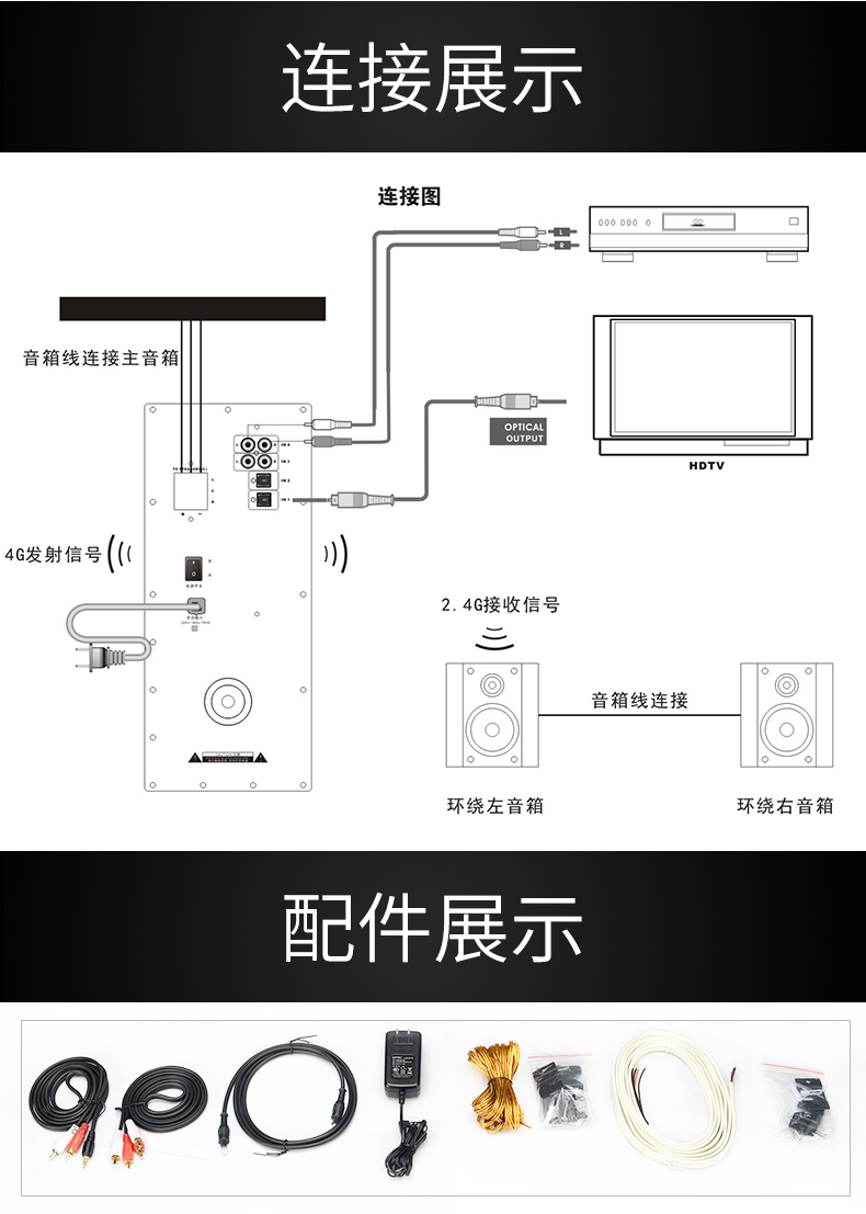 创维5.1有源音箱接线图图片