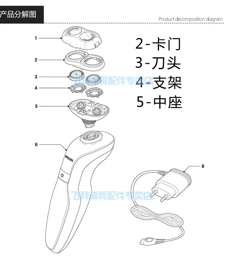 飞利浦剃须刀s510s520s530s550s560s570s538s571s551配件 sh30刀头2个