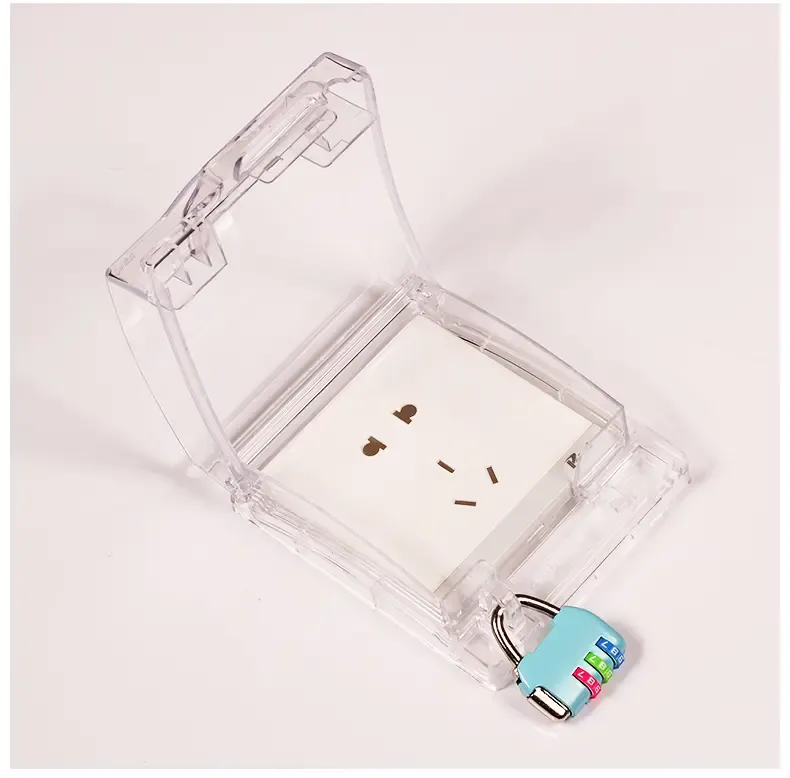 华洛芙 86型电源插座保护盒带锁透明防水插座卫生间浴室上锁防溅盒