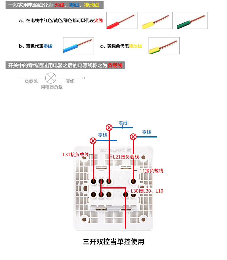 公牛开关插座面板 三开双控开关 三位双联墙壁面板g18k312 玫瑰金