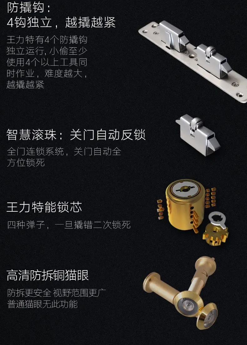 王力 指纹锁防盗门家用智能安全门电子密码锁大门房门l901 950*2050右