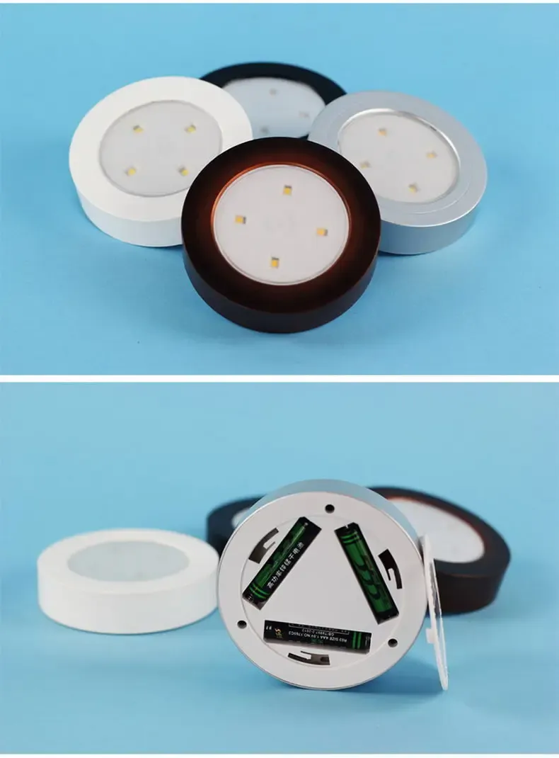 夜灯led小夜灯壁灯床头灯粘贴拍拍灯展柜衣柜橱柜电池灯射灯创意 复古