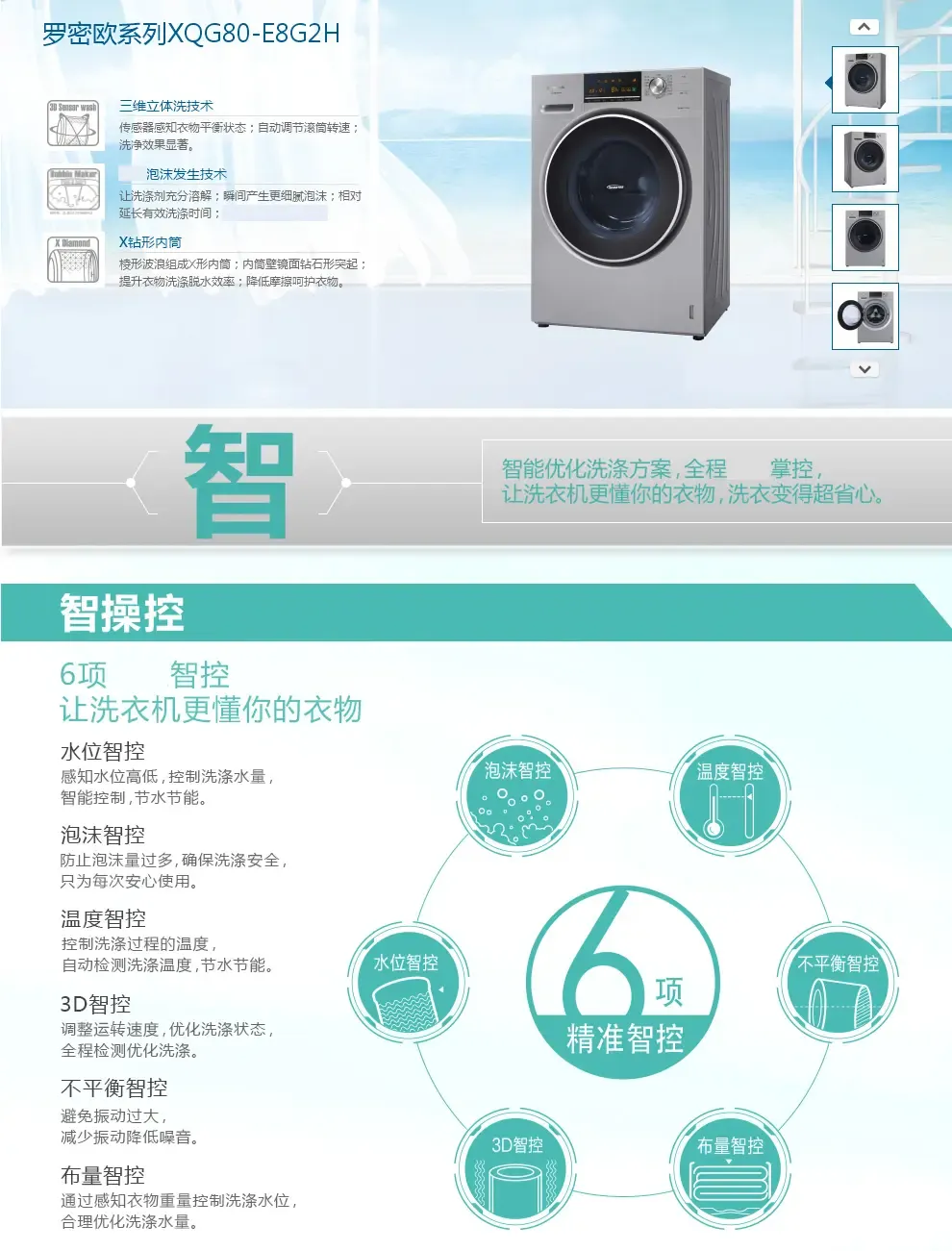 松下(panasonic)8公斤 滚筒洗衣机xqg80-e8g2h(银色) 变频