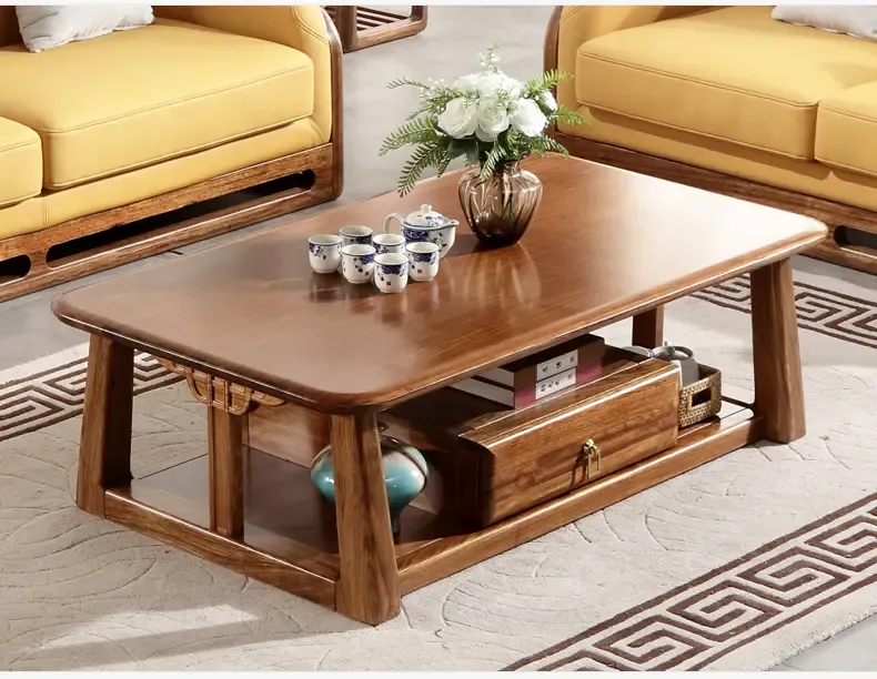 百谷 中式实木沙发 现代简约柚木家具客厅123组合木质布艺沙发f73