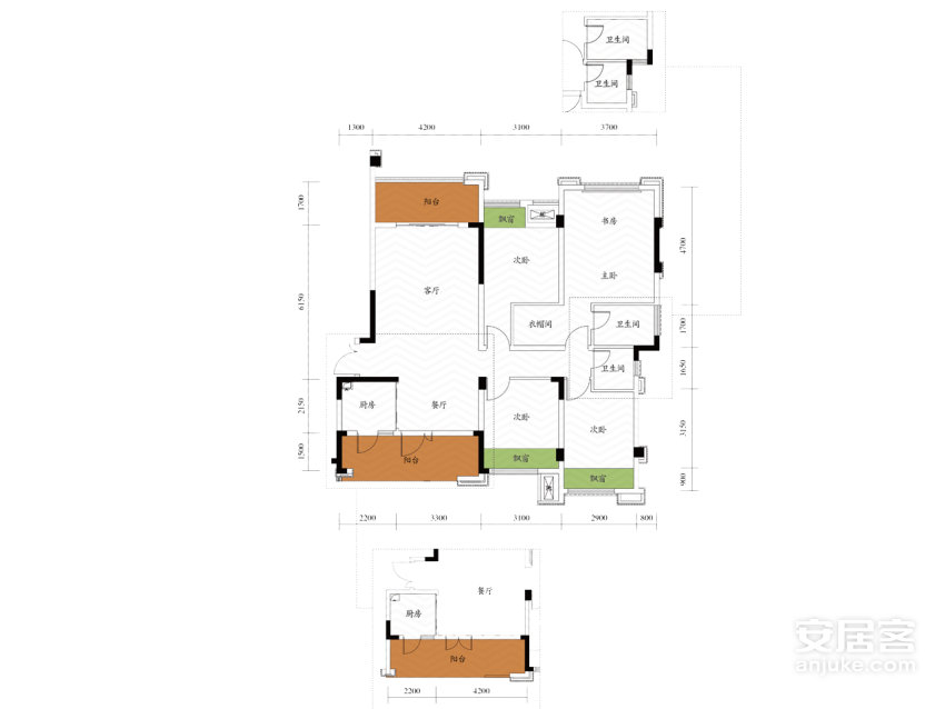 新中式风格-116平米-三居室