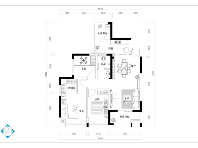 秋瑞家园92平方案设计