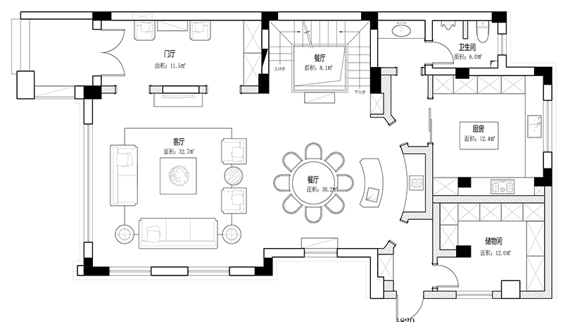450平现代简约丽湾域联排别墅装修空间设计