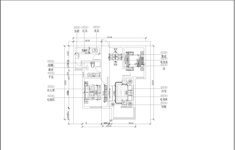 【力天装饰】紫竹华庭 2室 简欧风格