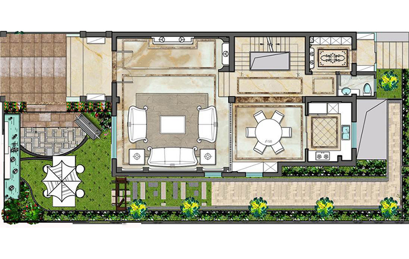 420平欧式风格绿洲华庭联排别墅装修空间设计