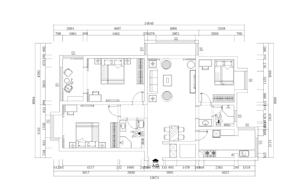 【力天装饰】八方观园-126㎡-简美