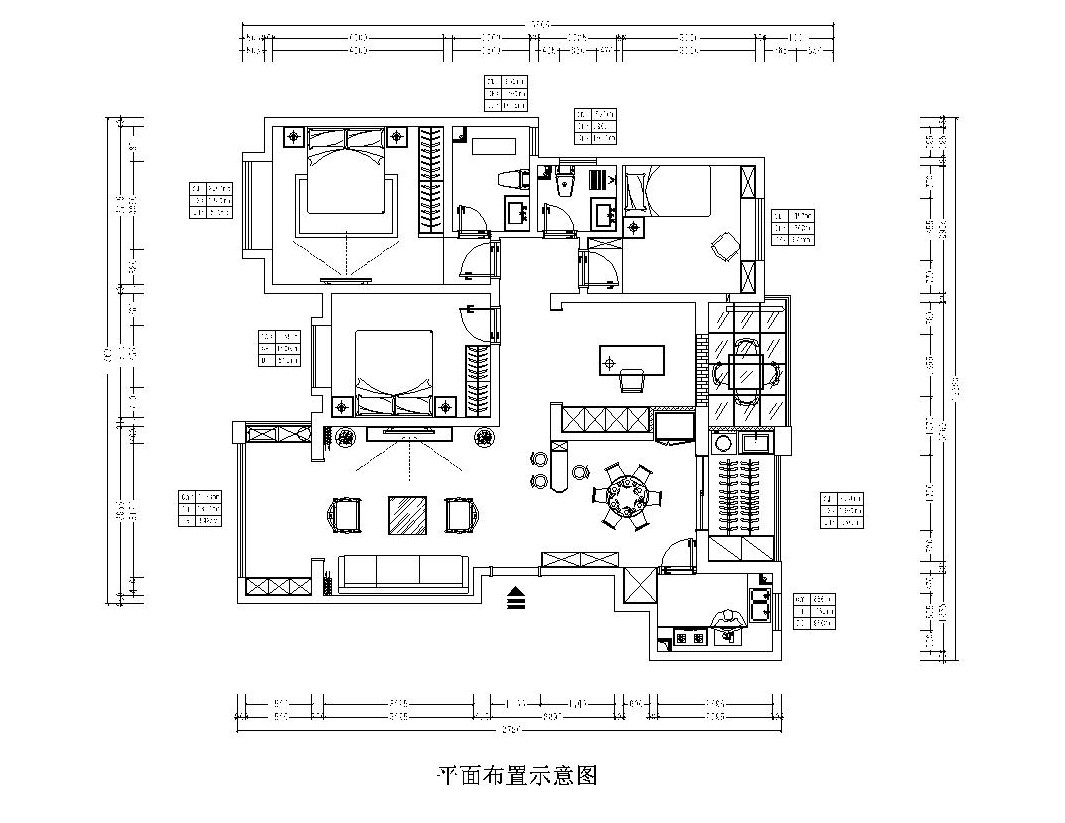 振业泊岸136平三室两厅新中式风格设计案例