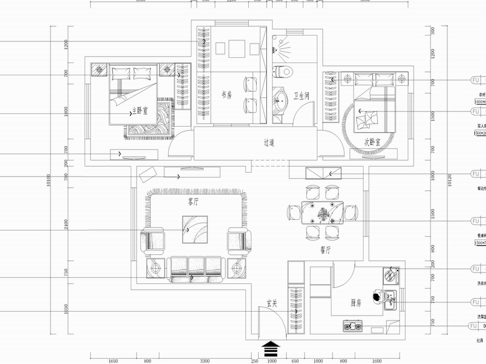 力天装饰-中信公园城-112㎡-新中式风格