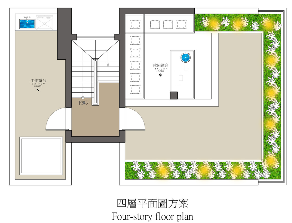 青浦 泷湾苑联排别墅装修简欧风格设计