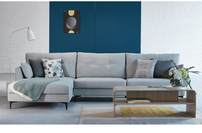 曲美家居 现代北欧可定制软硬度布艺组合沙发 客厅转角成套沙发