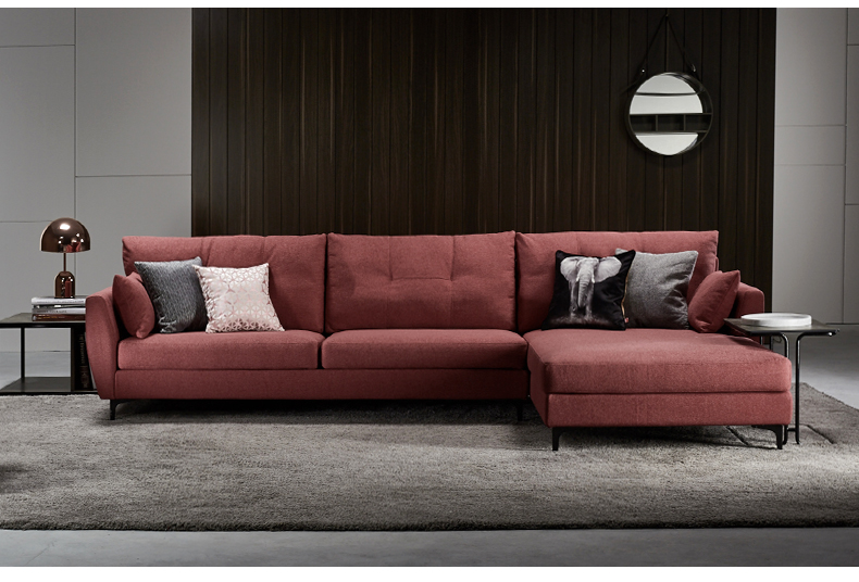 曲美家居 现代北欧可定制软硬度布艺组合沙发 客厅转角成套沙发