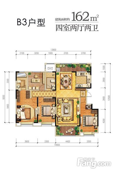 西安今朝装修龙湖曲江畔4居室中式风格效果图