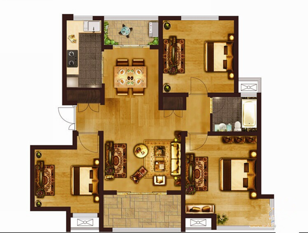 131.71平米三居室的美式风格案例，全包只花14万！-上海金山万达华府装修