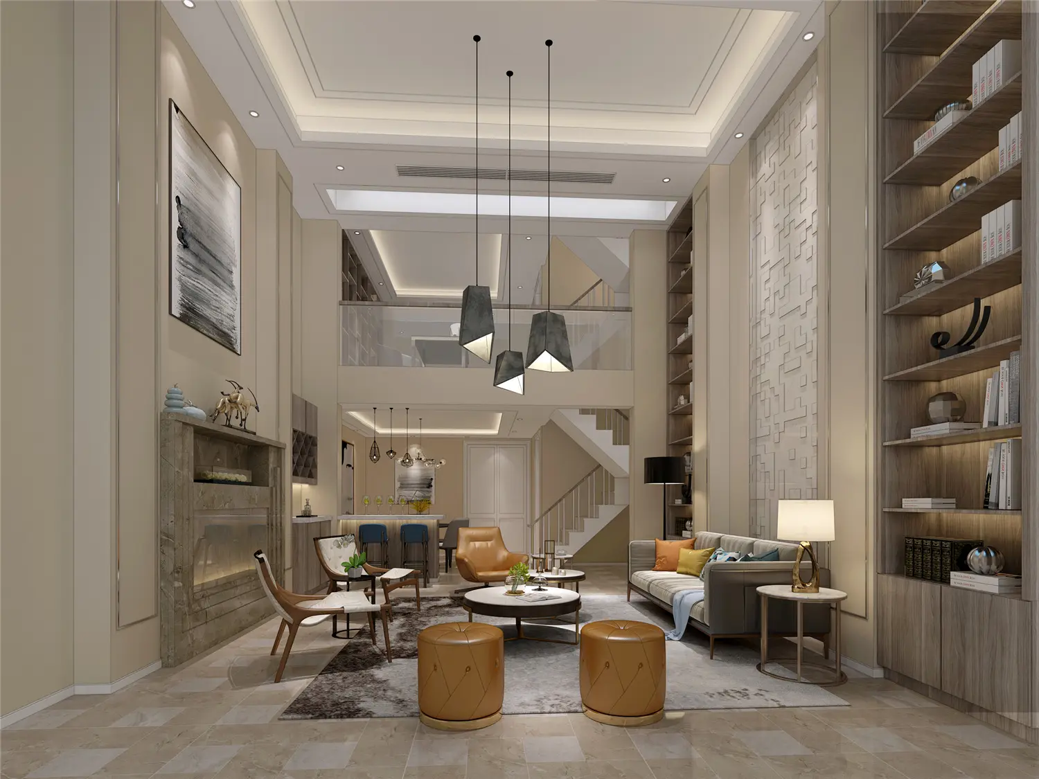 现代简约别墅400平米60万-新城上坤樾山美墅装修案例-上海房天下家居