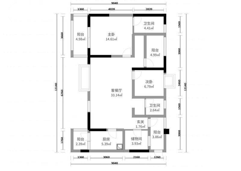 三居室/套三/110平米/6.18万/免费设