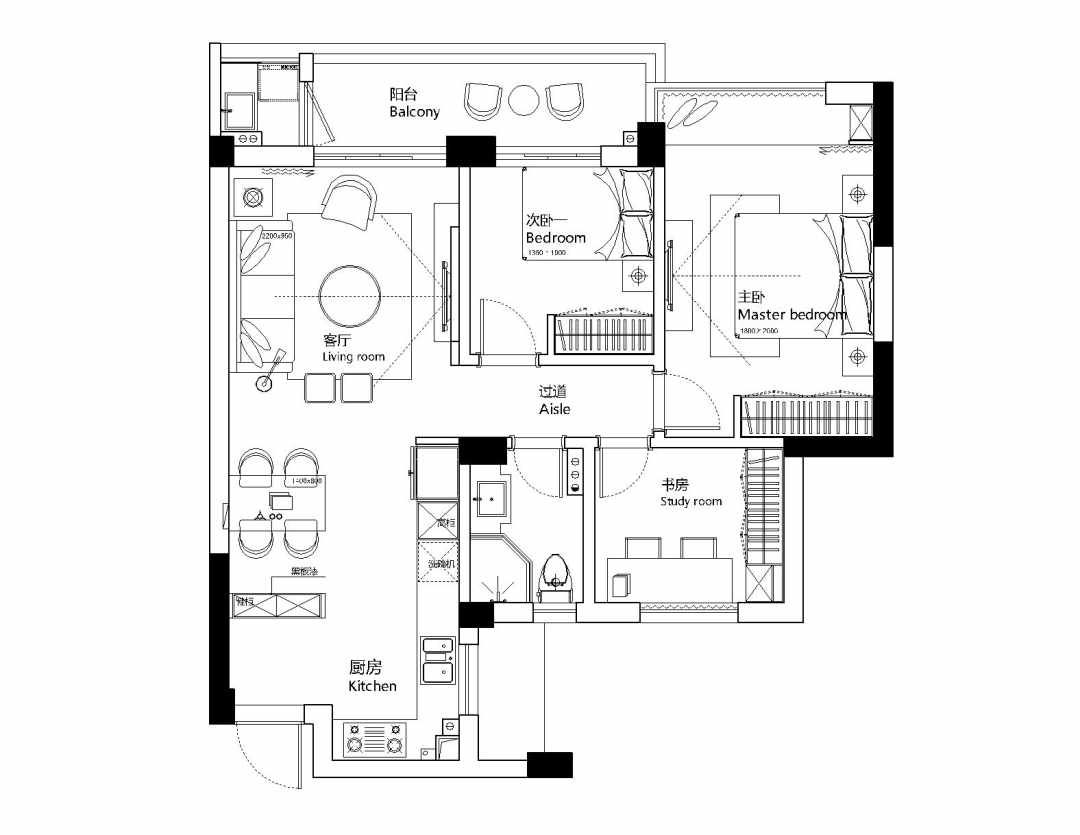 家和南苑装修案例88平米现代简约风格