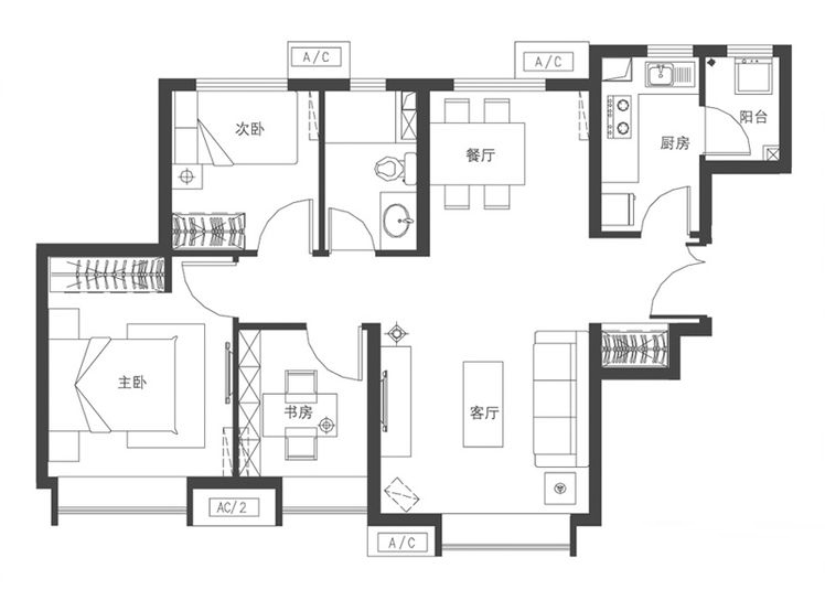 富力又一城森系混搭三居室