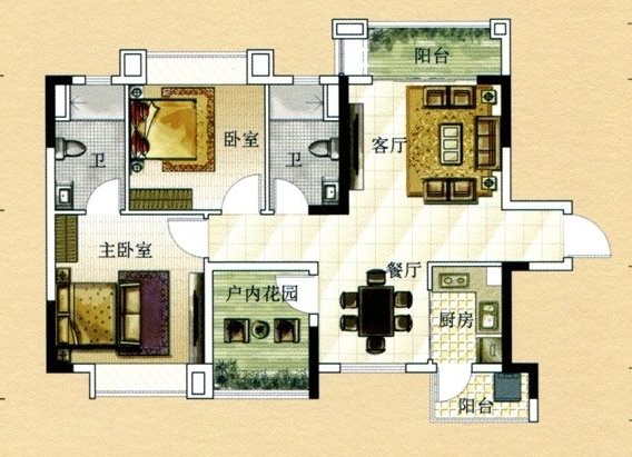 中式古典三居室110平案例