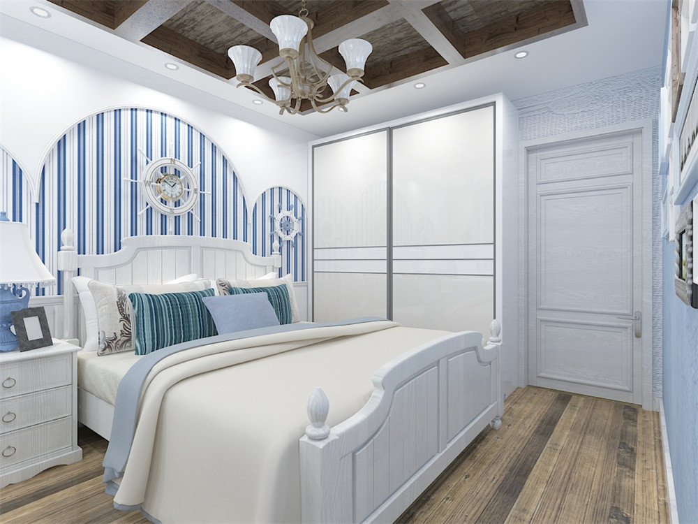 保利玫瑰湾实例，89平米的二居室，质感与时尚并存的地中海风装修。