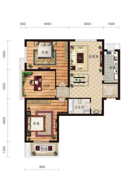 龙云香堤中式风格三室两厅125平