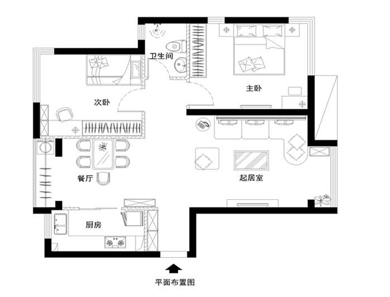 荷塘月色90㎡现代简约二居室装修案例