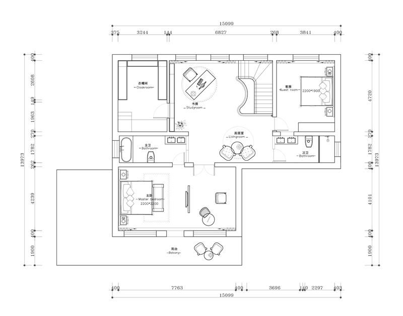 【青马别墅设计】紫楹台360平米简美风格效果图