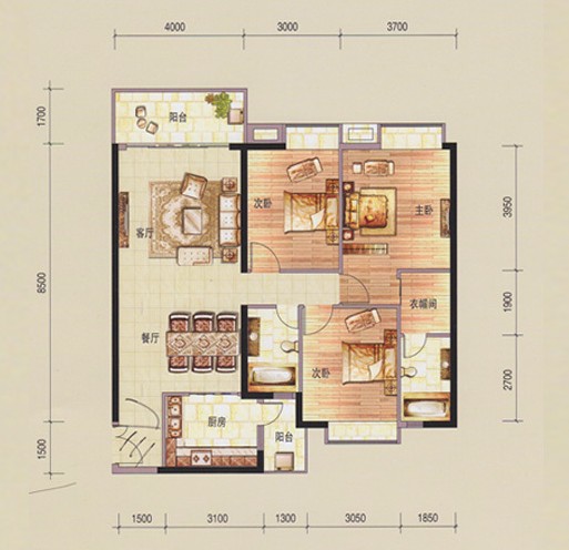 121平米三居室的西式古典风格案例，全包只花15万！-金环小区装修