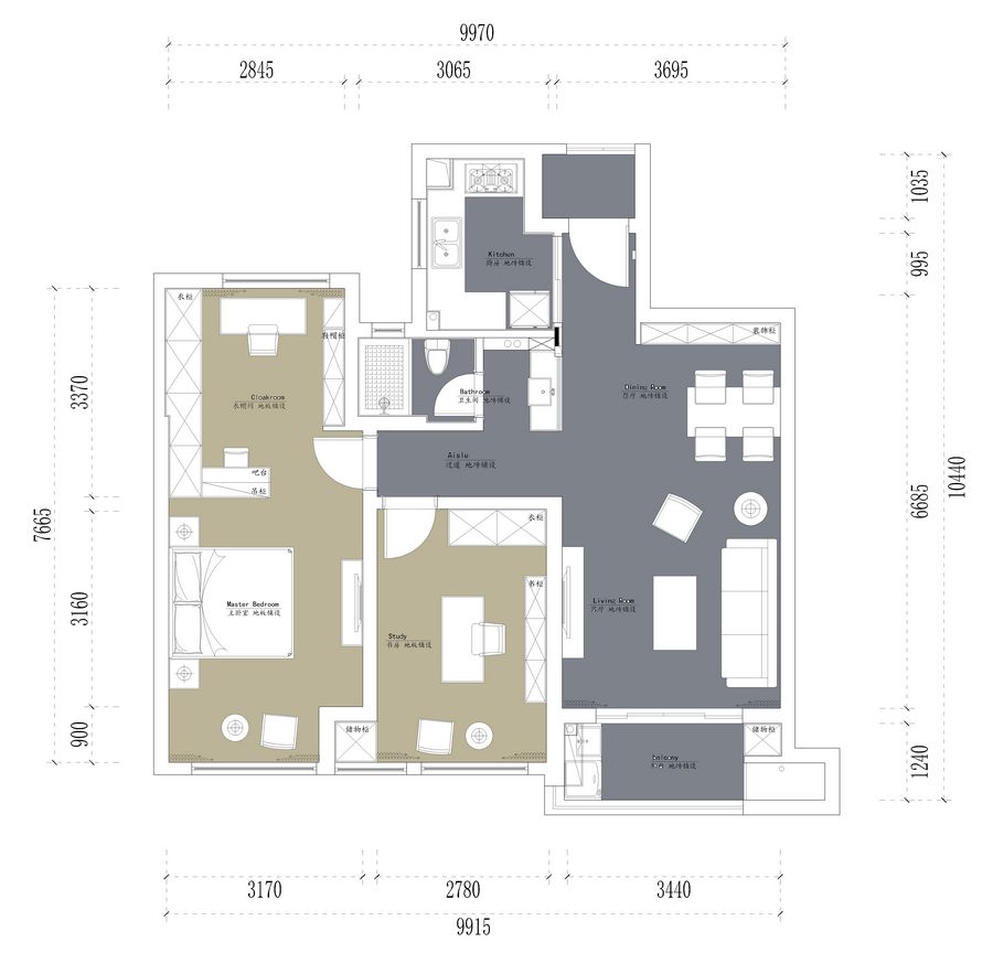 现代风格二居室装修案例，89平米的房子装修多少钱？-正荣润锦城装修