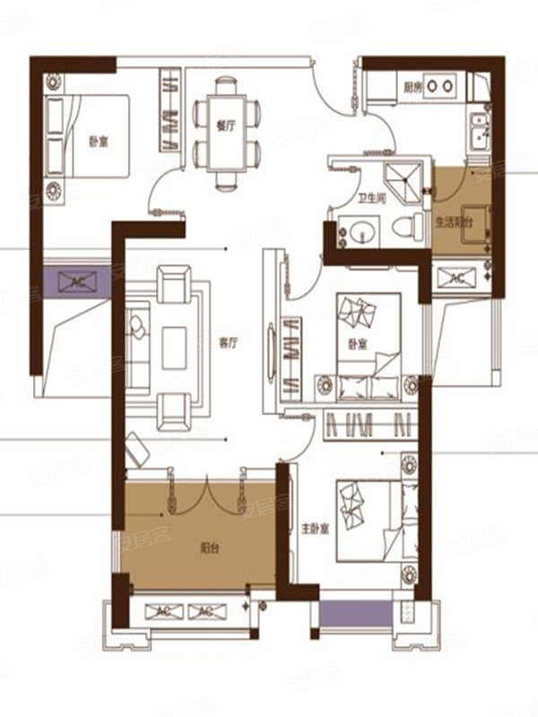 100平米三居室设计说明，16万元装修的中式风格有什么效果？-融侨城装修