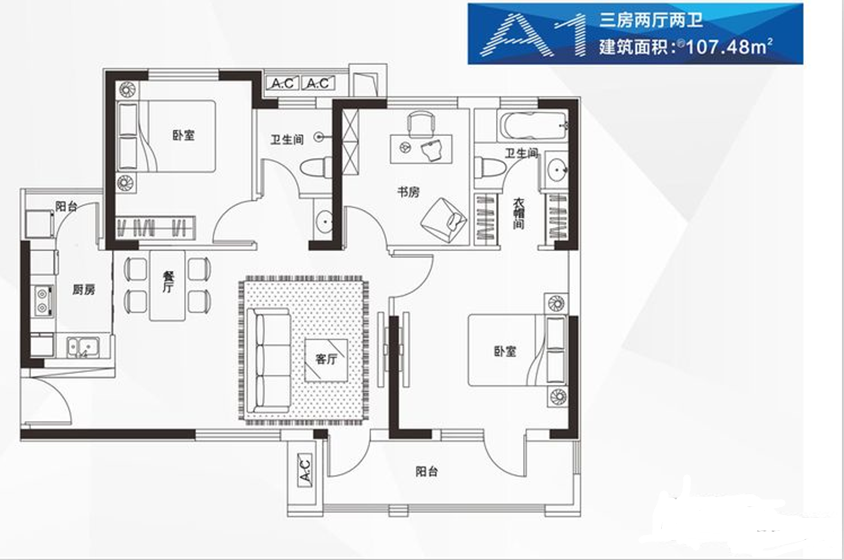 107平米三居室设计说明，11万元装修的简约风格有什么效果？-佰昌公馆装修