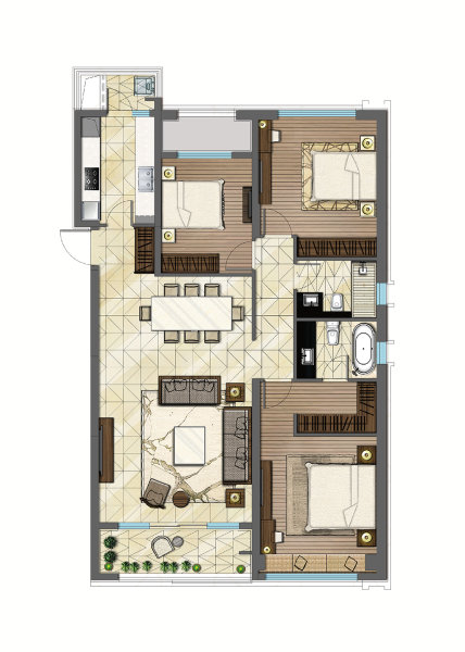 163平米三居室的简欧风格案例，全包只花20万！-宁波新世界装修