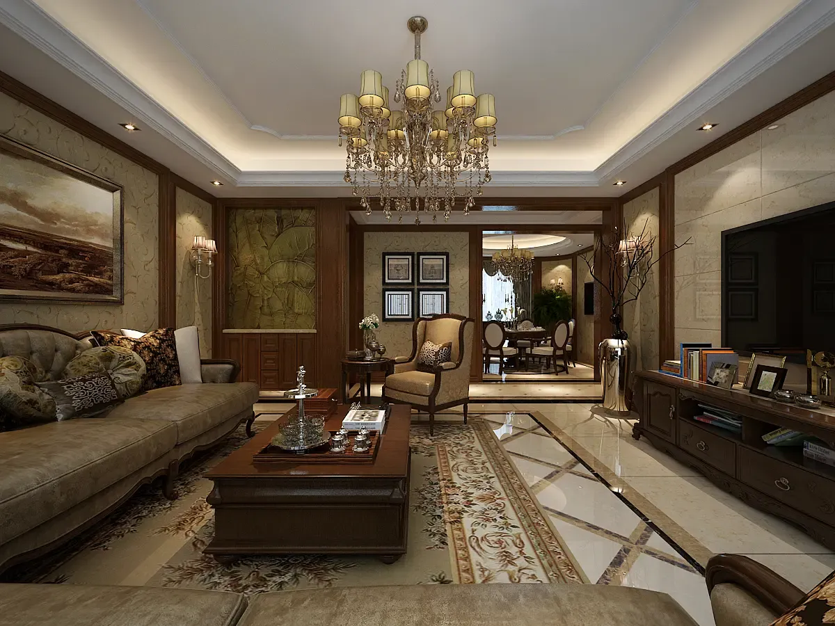 古典四居室180平米9万_西市佳境装修案例-西安房天下家居装修网