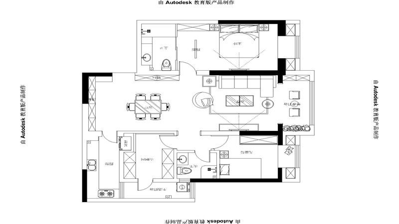 融城昆明湖欧式风格两居室效果图
