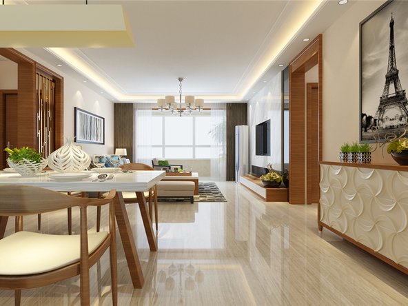 西安碧桂园凤凰城三居室温馨新中式装修设计案例