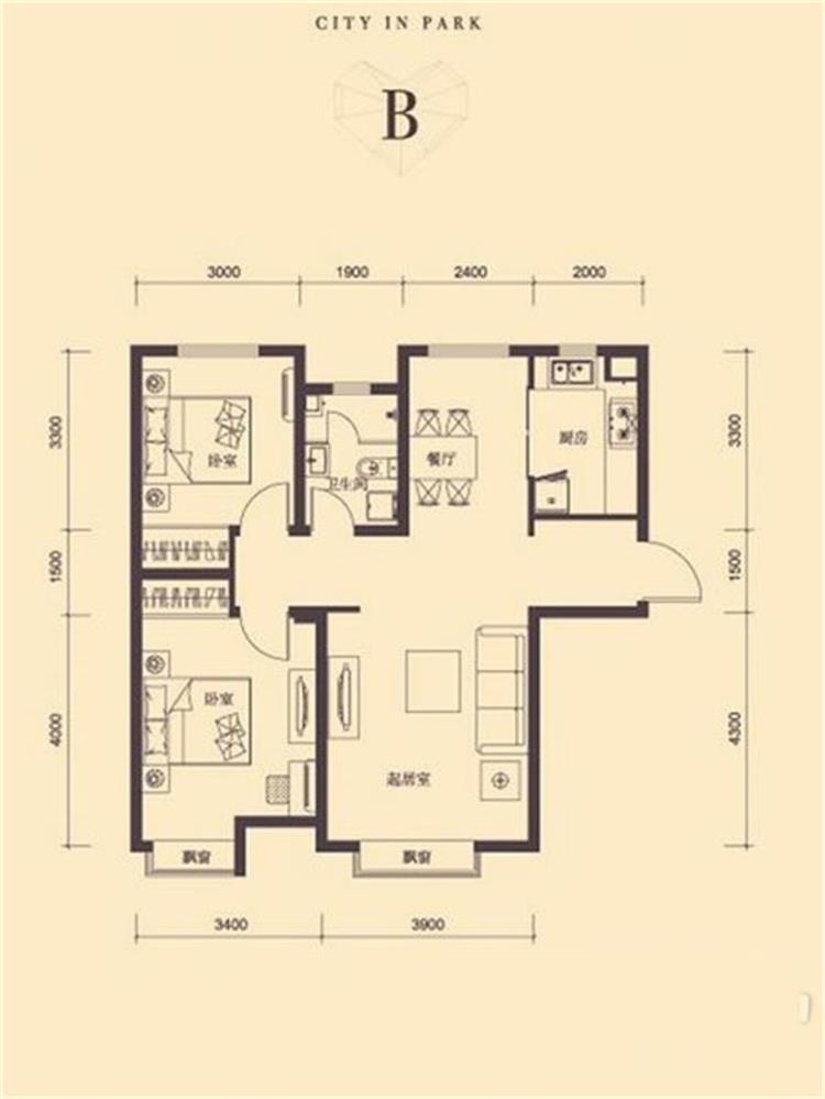 北欧风格二居室装修案例，99平米的房子装修多少钱？-中海公园城装修