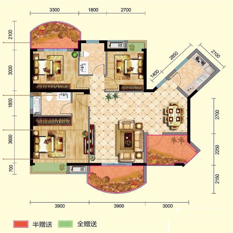 中式风格三居室装修案例，119.95平米的房子装修多少钱？-武汉国博新城装修