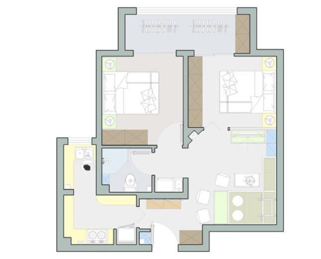 57平米的房子能装修成什么效果？北欧风格二居室装修案例！
