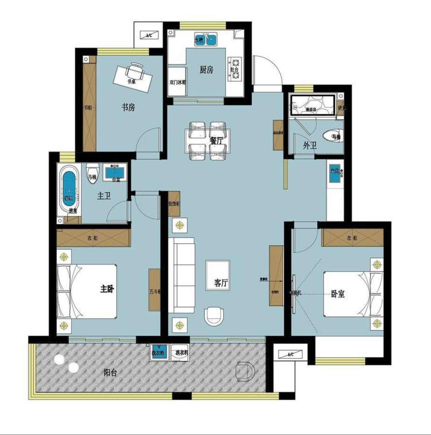 东城逸家-140平米三居现代风格-谷居家居装修设计效果图