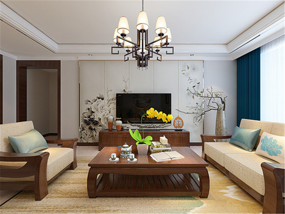 中式风格三居室装修案例，119.95平米的房子装修多少钱？-武汉国博新城装修