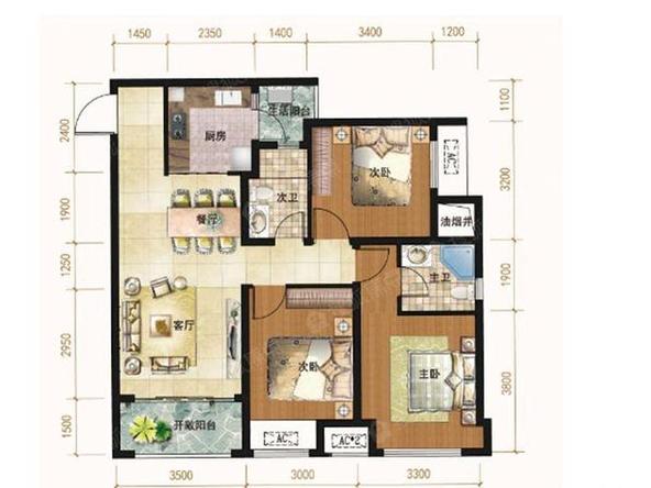 现代风格三居室装修案例，123平米的房子装修多少钱？