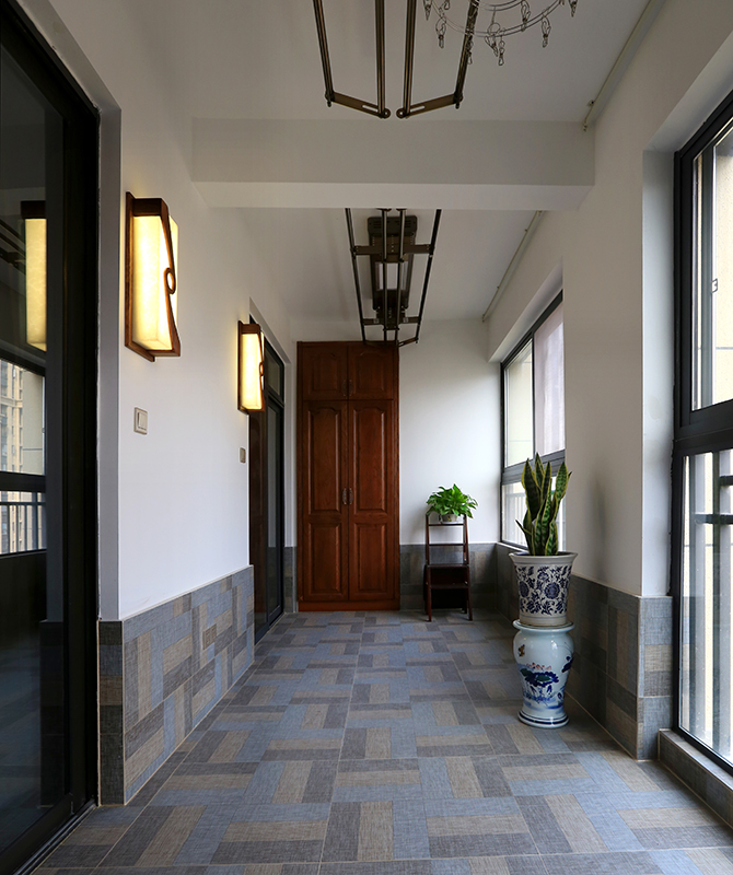 汉口城市广场-133平三居室-新中式风格实景案例