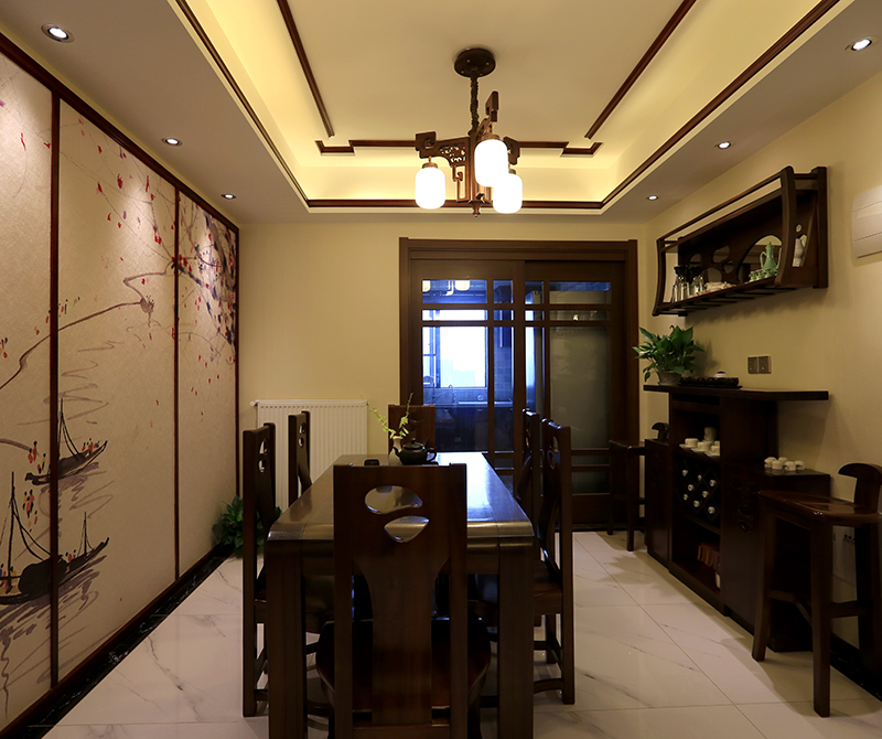 汉口城市广场-133平三居室-新中式风格实景案例