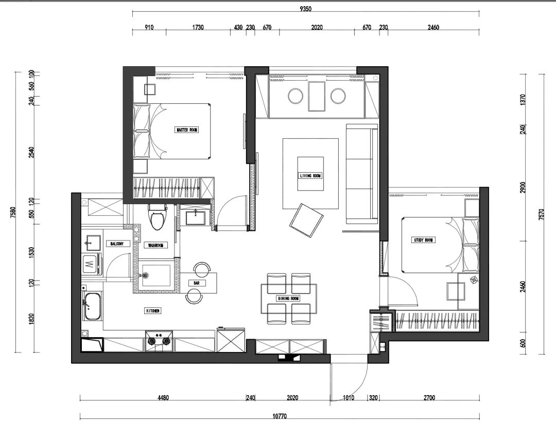 现代风格二居室装修案例，77平米的房子装修多少钱？-中电颐和家园装修